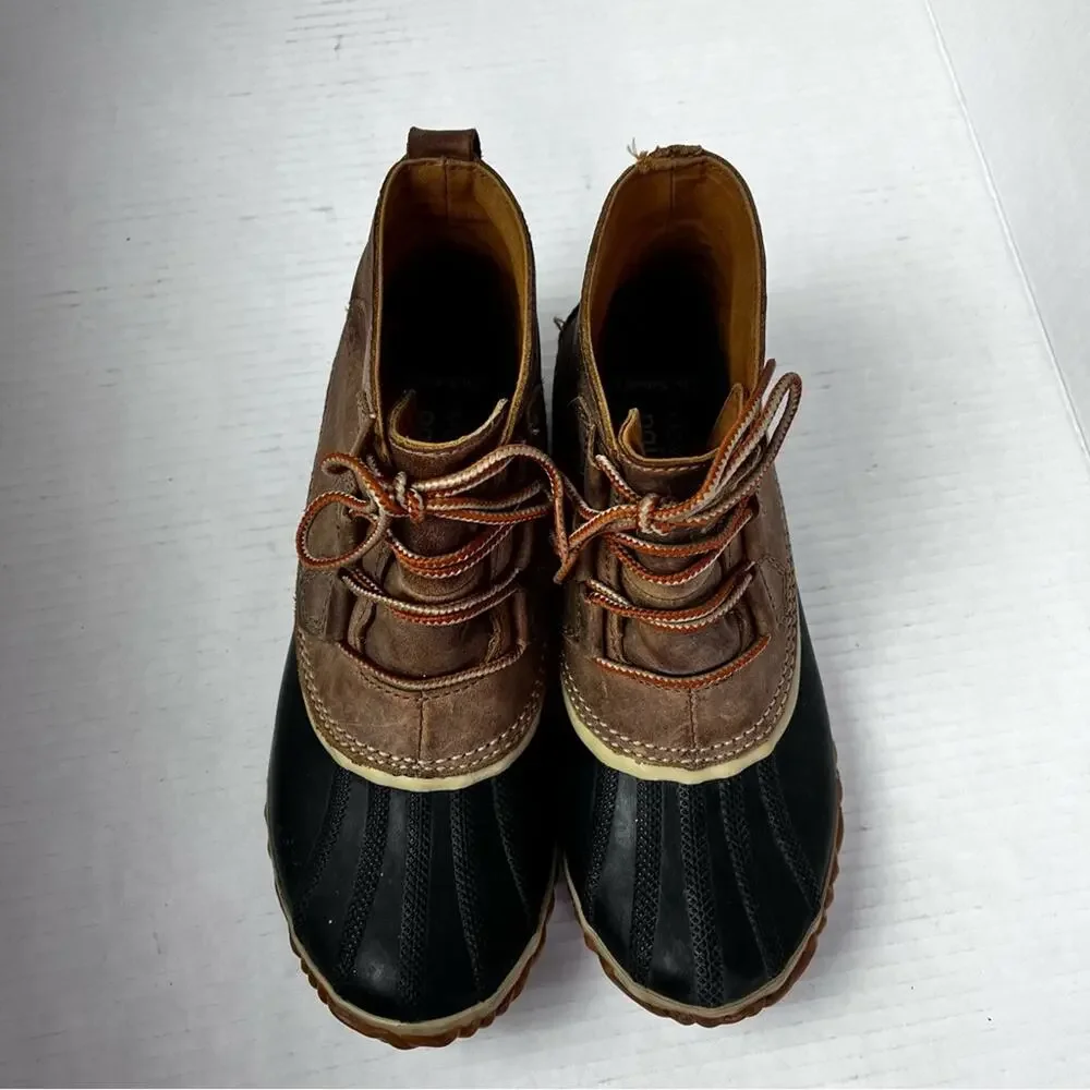SOREL Rain Boots Women's Size 9 Brown Black Leather NL2133-286